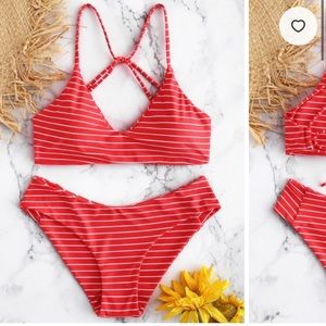Red striped bikini